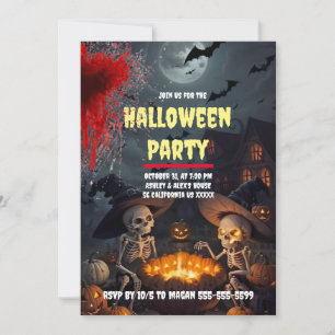 Bjud på Spooky Skeleton Anpassningsbar Halloween f Inbjudningar