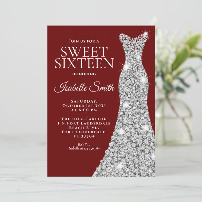 Bjud på Sweet sixteen i glitter Inbjudningar (Stående Fram)