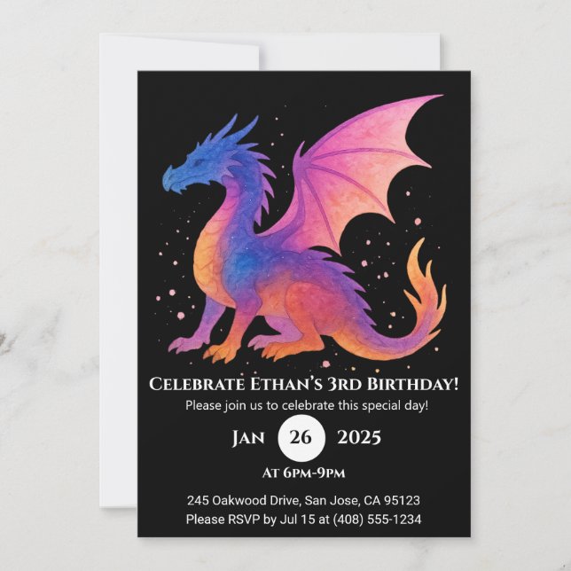 Bjud på Twilight Winged Dragon Birthday-inbjudan Inbjudningar (Framsida)