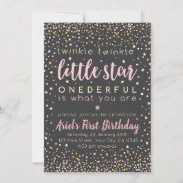 Bjud på Twinkle Little Star First Birthday Inbjudningar