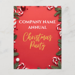 Bjud till jul-Party Red-Candy cane Vykort