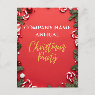 Bjud till jul-Party Red-Candy cane Vykort