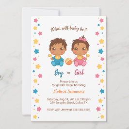 Bjud till Pojke Girl Gender Reveal Party Inbjudningar