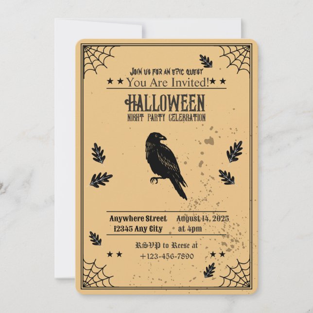 Bjud till Spooky Fladdermus Halloween fest Inbjudningar (Framsida)