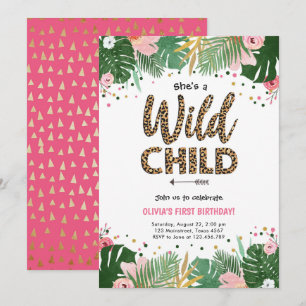 Bjuda barn Safari Leopard Girl Birthday-inbjudan Inbjudningar