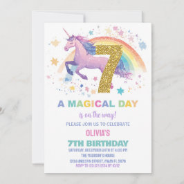 Bjuda in 7:e Unicorn-födelsedagar Inbjudningar