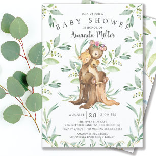 Bjuda in Baby Bear and Mamma Baby Shower-inbjudan Inbjudningar