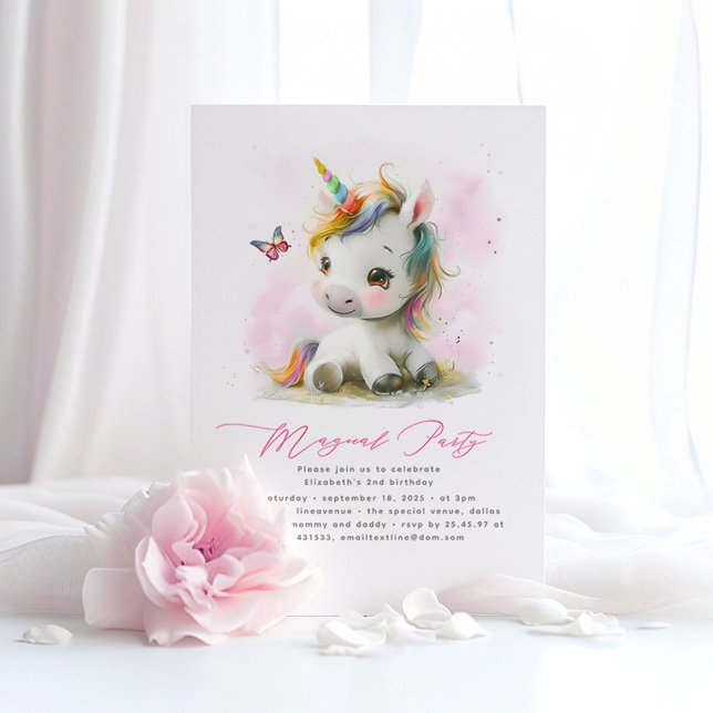 Bjuda in baby Unicorn-födelsedagar Inbjudningar (Baby Unicorn Birthday Invitations)