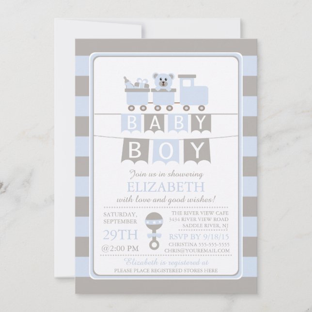 Bjuda in babybabyskabinbjudan till Cute Carriage B Inbjudningar (Framsida)