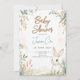 Bjuda in babyskor från Bunny Woodland Inbjudningar