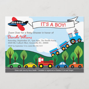 Bjuda in babyskor i Transport BOY Inbjudningar