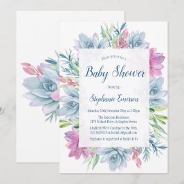 Bjuda in babyskor med vattenfärg inbjudningar