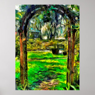 Bjuda in Backyard Archway Painterly Poster