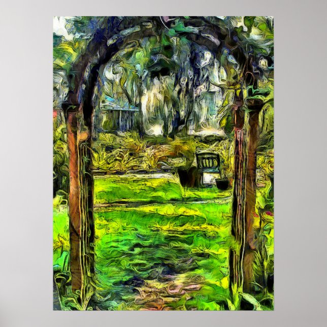 Bjuda in Backyard Archway Painterly Poster (Framsidan)