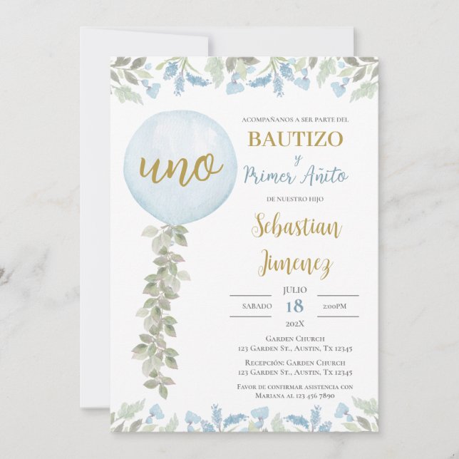 bjuda in Bautizo y primer año en español Inbjudningar (Framsida)