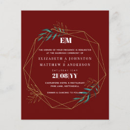 Bjuda in Burgundy Red Guld Geometric Wedding bjuda