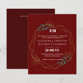 Bjuda in Burgundy Red Guld Geometric Wedding bjuda