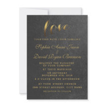 Bjuda in chic Shining Gold Foil Kärlek Black Weddi