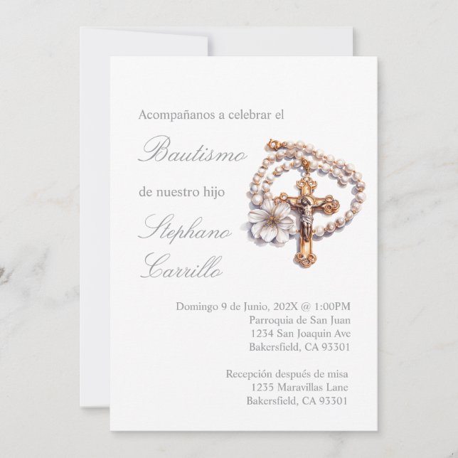 bjuda in de bautismo con krysscifijo inbjudningar (Framsida)