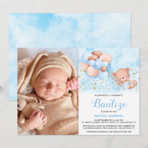 bjuda in de Bautizo para Niño con Foto Baptism Inbjudningar