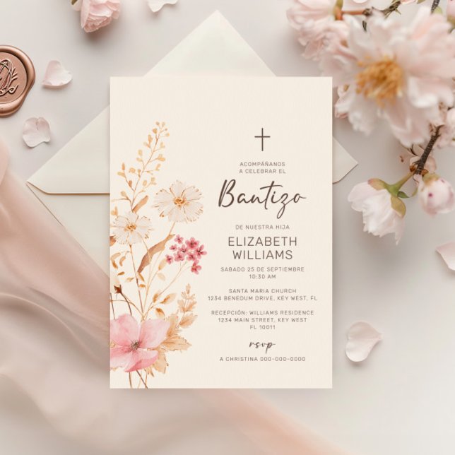 bjuda in de Flores Silvestres para Bautizo Inbjudningar (Skapare uppladdad)
