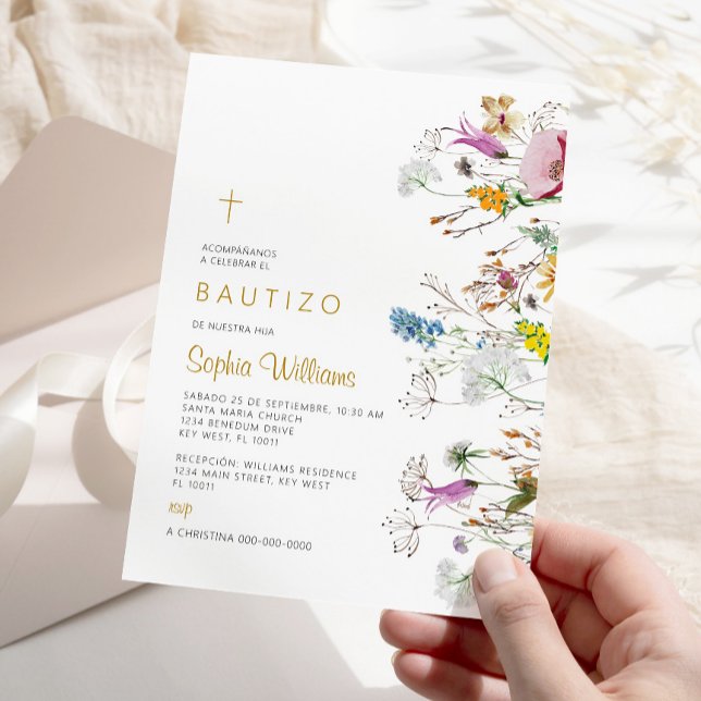 bjuda in de Flores Silvestres para Bautizo Inbjudningar (Skapare uppladdad)