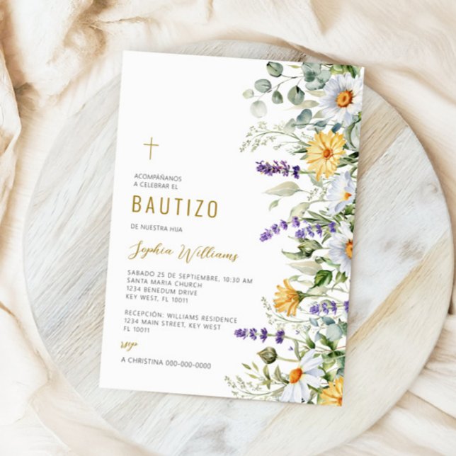 bjuda in de Flores Silvestres para Bautizo Inbjudningar (Skapare uppladdad)