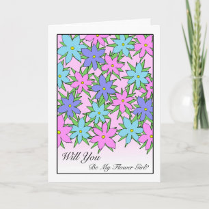 Bjuda in flicka, Pastel Färgad Flowers Inbjudan