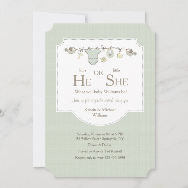 Bjuda in Gender av stängda nät i baby Inbjudningar (Framsida)