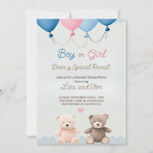 Bjuda in Gender för att visa part i Cute Nalle Inbjudningar