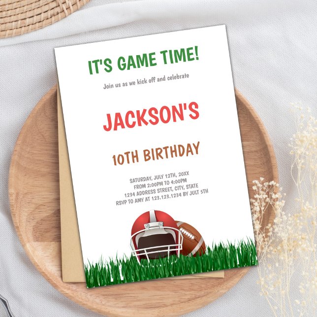 Bjuda in Grönt-fotboll på dagen Inbjudningar (Grass Green Football Birthday Invitations)