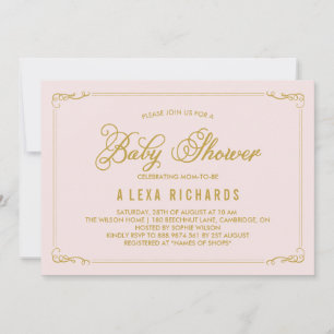 Bjuda in guld Whimsical Gräns Baby Shower Inbjudningar