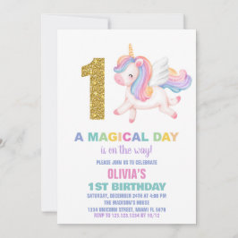 Bjuda in på födelsedagen för Rainbow Unicorn Inbjudningar