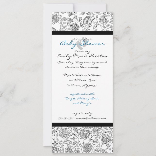 Bjuda in pojkbabyskor inbjudningar (Framsida)