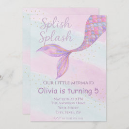 Bjuda in Stänk Sjöjungfru Birthday-inbjudan Inbjudningar
