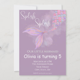 Bjuda in Stänk Sjöjungfru Birthday-inbjudan Inbjudningar