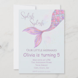 Bjuda in Stänk Sjöjungfru Birthday-inbjudan Inbjudningar