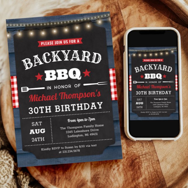 Bjuda in till Backyard Barbecue 30års födelsedag Inbjudningar (Backyard Barbecue 30th Birthday Invitation)