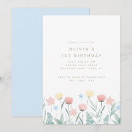 Bjuda Wildblomma Bouquet Birthday-inbjudan Inbjudningar