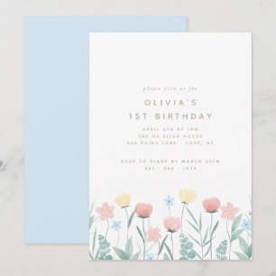 Bjuda Wildblomma Bouquet Birthday-inbjudan Inbjudningar