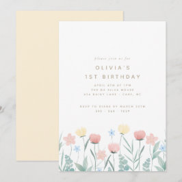 Bjuda Wildblomma Bouquet Birthday-inbjudan Inbjudningar