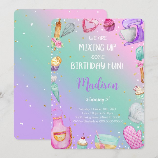 Bjudan till bakning inbjudningar (Fram/baksida)