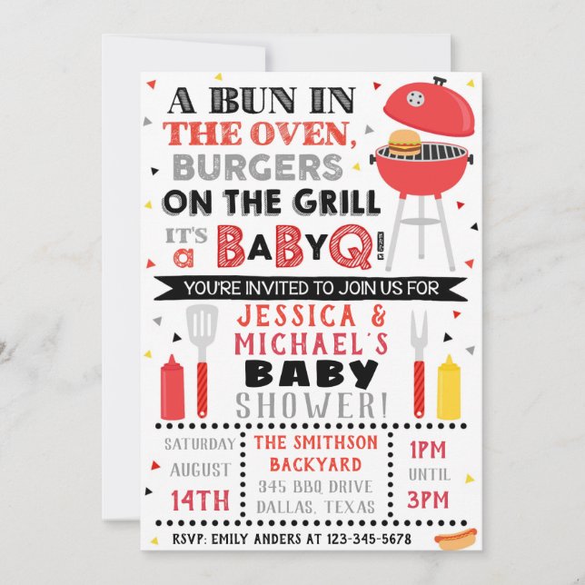 bjudan till BBQ Baby Shower | Inbjudan Baby Q (Framsida)