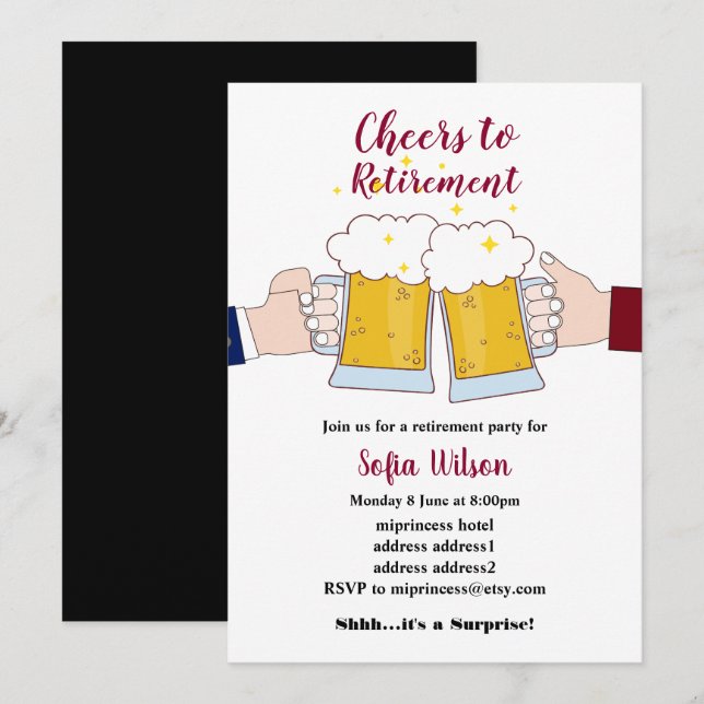 bjudande, öl, pension-inbjudan inbjudningar (Fram/baksida)