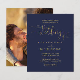 Bjudbröllopsinbjudan till budgetmarockan Guld Hear