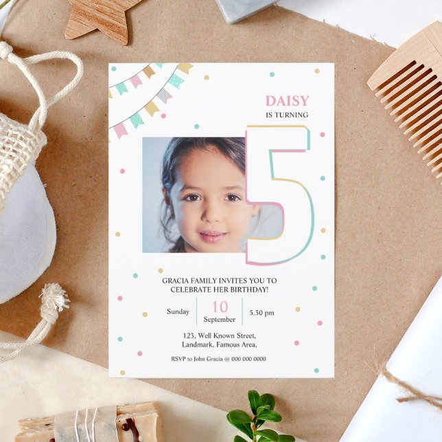 Bjuddagsinbjudan | Anpassningsbarnas årsnummer Inbjudningar (birthday card invite , custom personalized birthday invitation card for kids , 5 year old , boy girl)