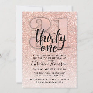 Bjuddagsinbjudan till 31an ro Guld Glitter Inbjudningar