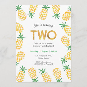 Bjuddagsinbjudan tropiska ananas inbjudningar