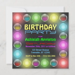 Bjuddagsinbjudningar till Bright Party Ljus Inbjudningar