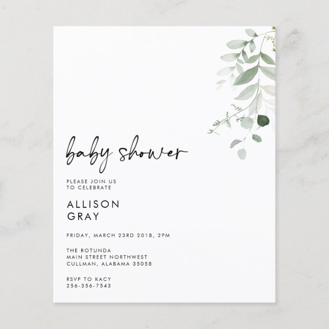 Bjuddra för BUDGET Baby-inbjudan Flygblad (Framsidan)